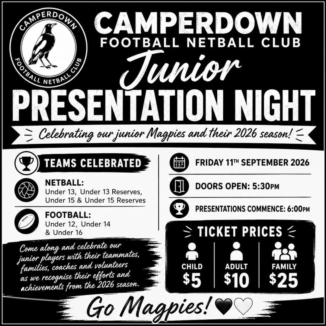 Camperdown Football Netball Club Junior Presentation Night