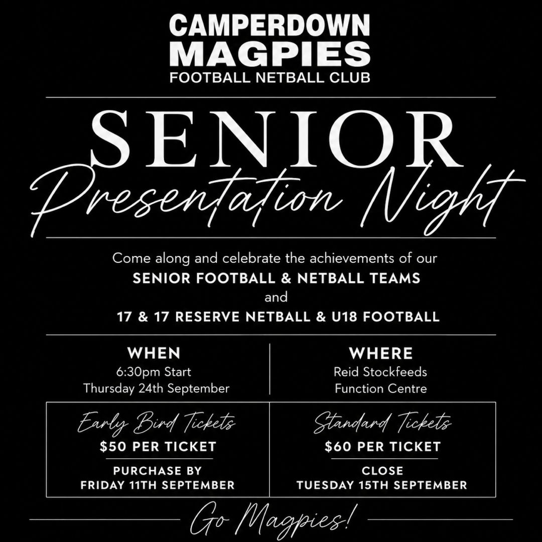Camperdown Football Netball Club Senior Presentation Night